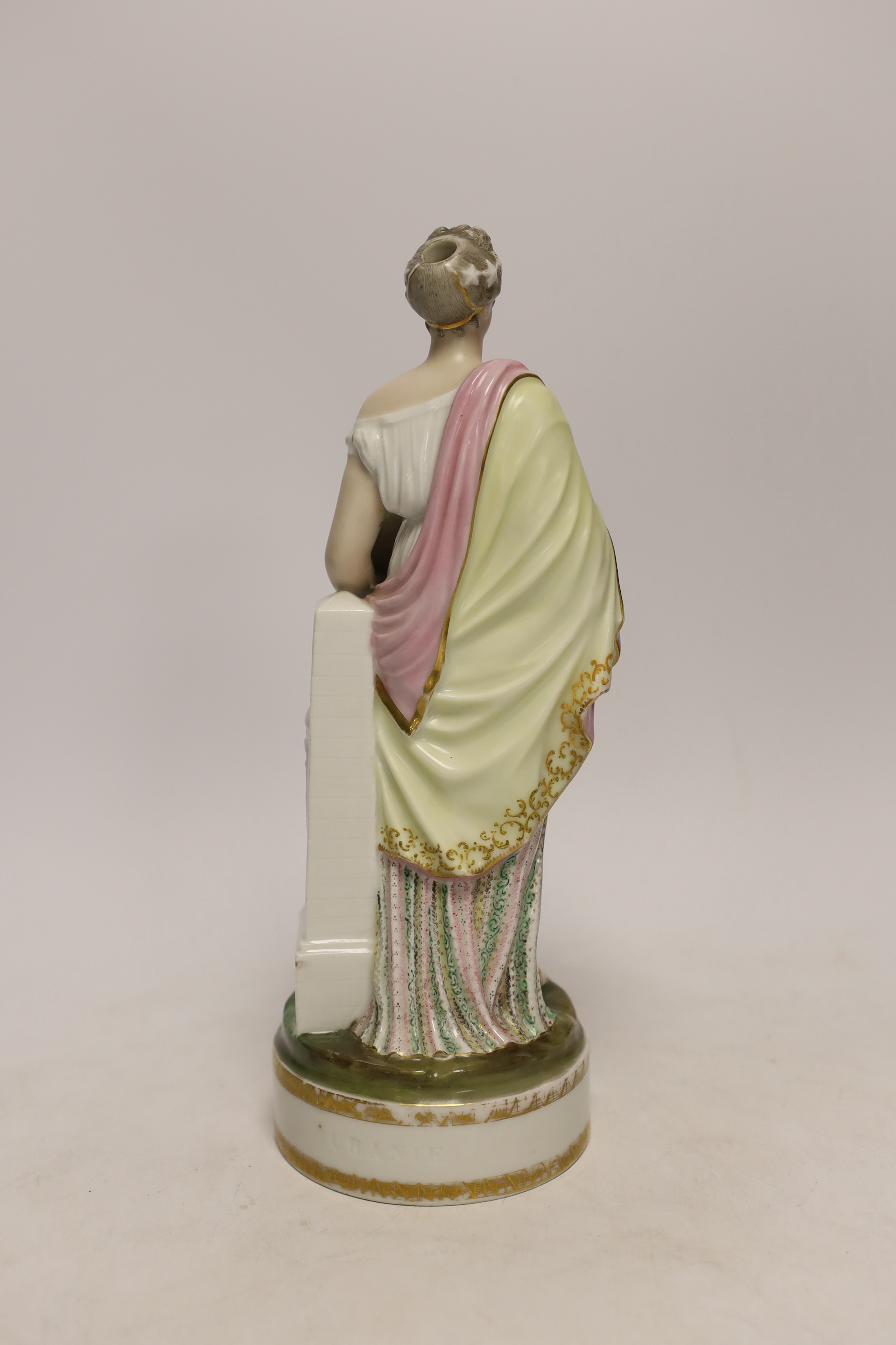 An early 19th century Paris porcelain figure impressed 'Uranie', 28cm high